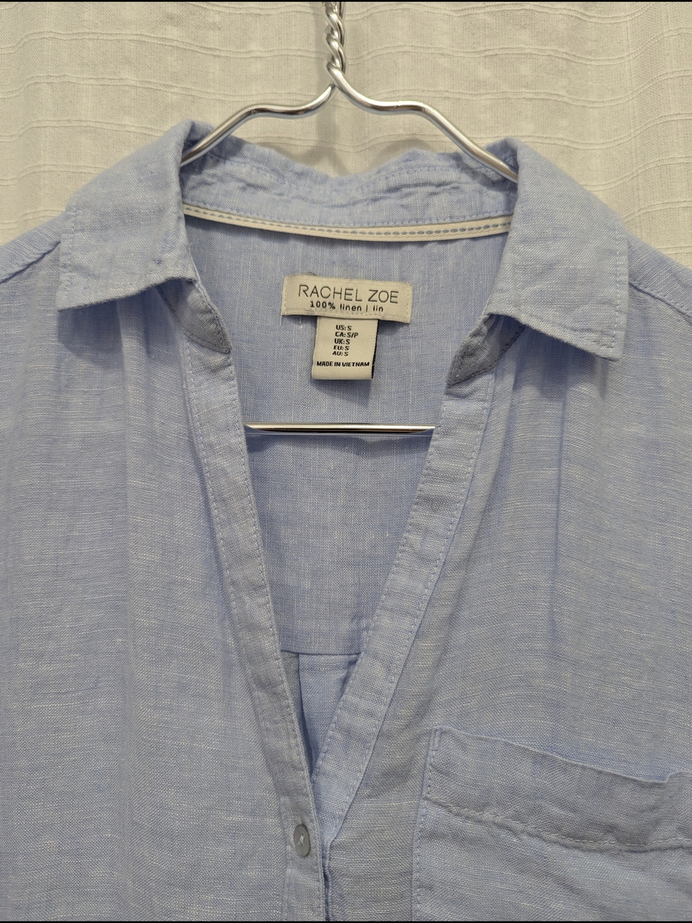Rachel Zoe Light Blue Button-Front 100% Linen Top Size Small - Picture 3 of 11